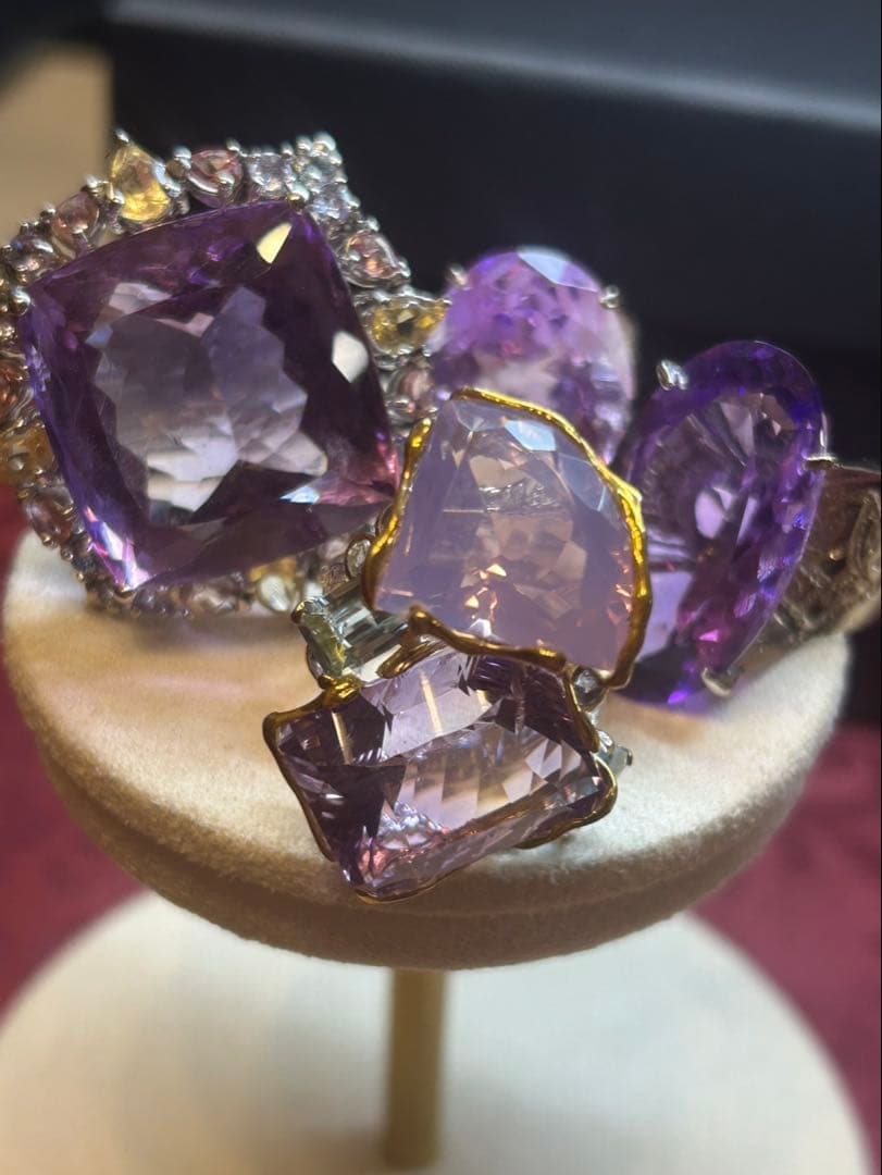 コ*ン様 天然石アメシスト特大リング13号限定サイズ