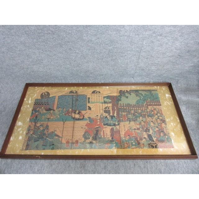 江戸版画三枚綴り額入り [B28134]