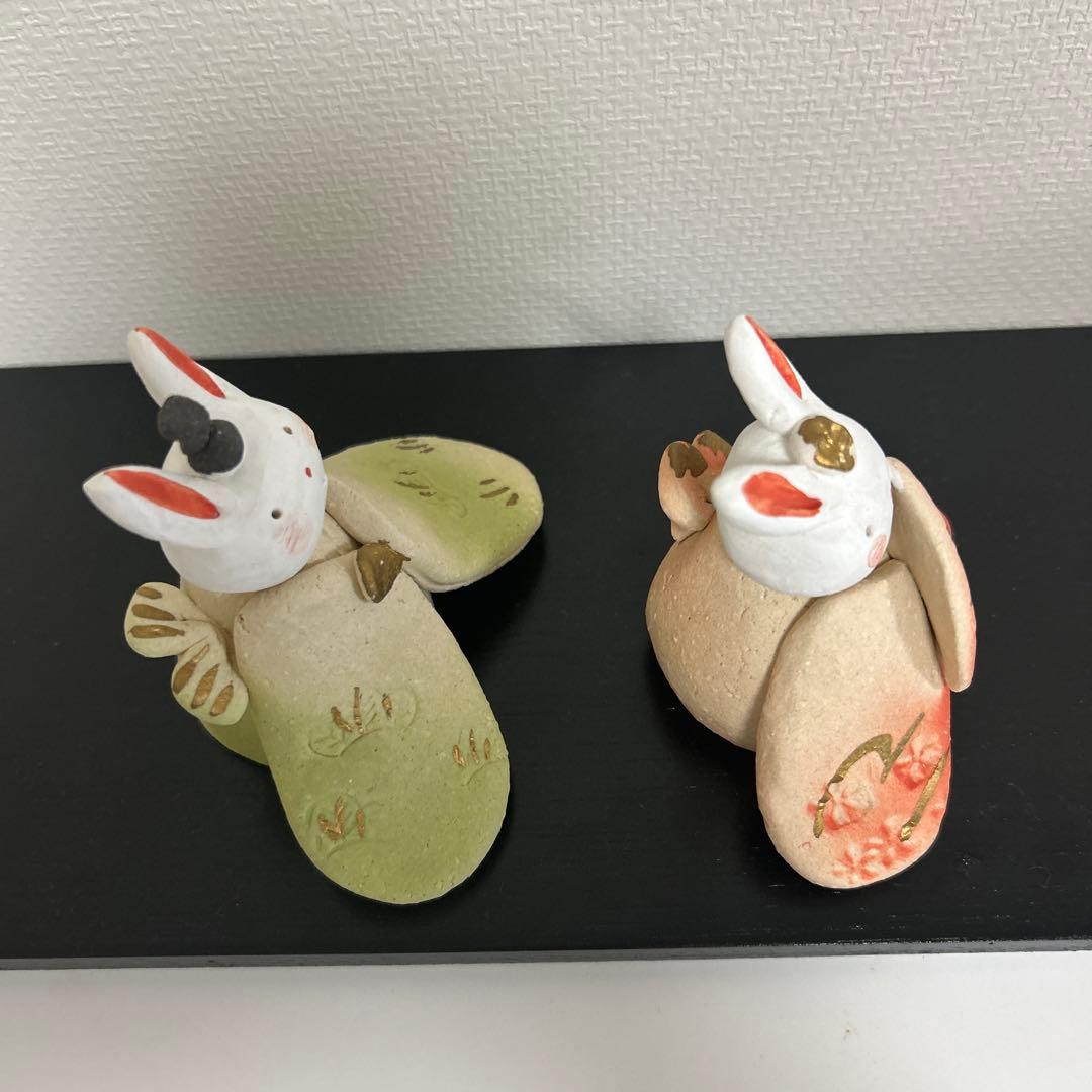 作家　陶芸作家　雛人形 陶器 濱田ひろこ作 うさぎ雛　板なし