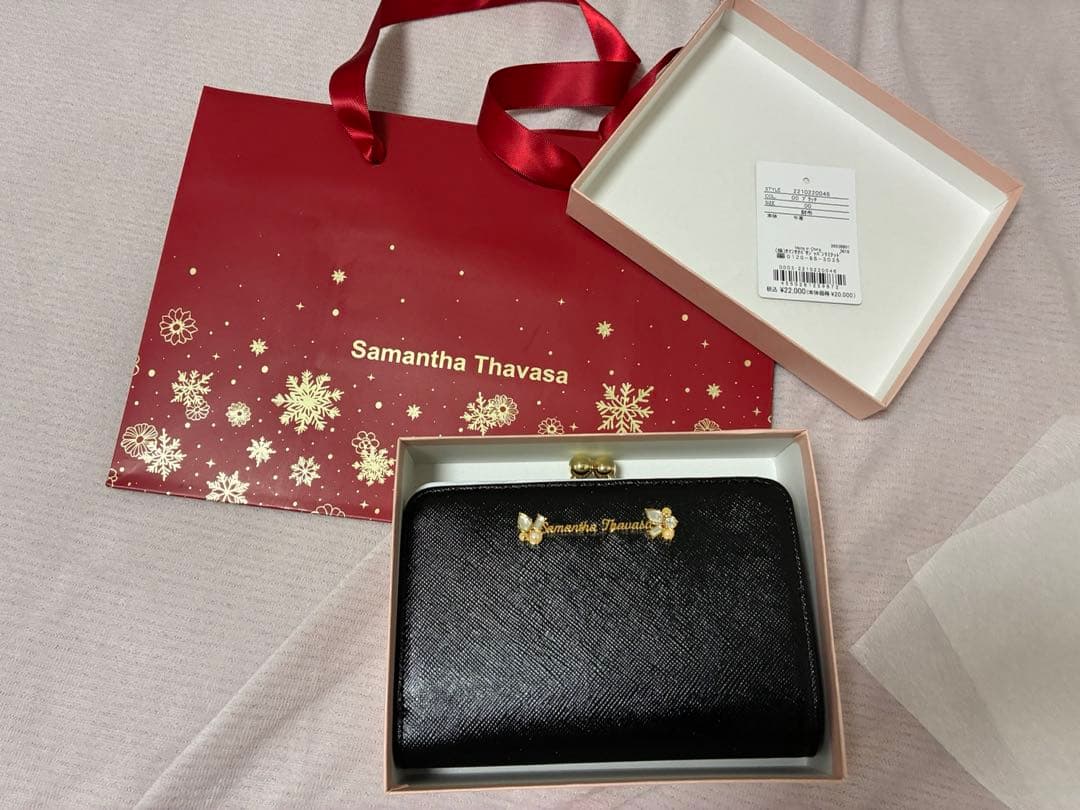 Samantha Thavasa ラメレザービジュー 口金折財布