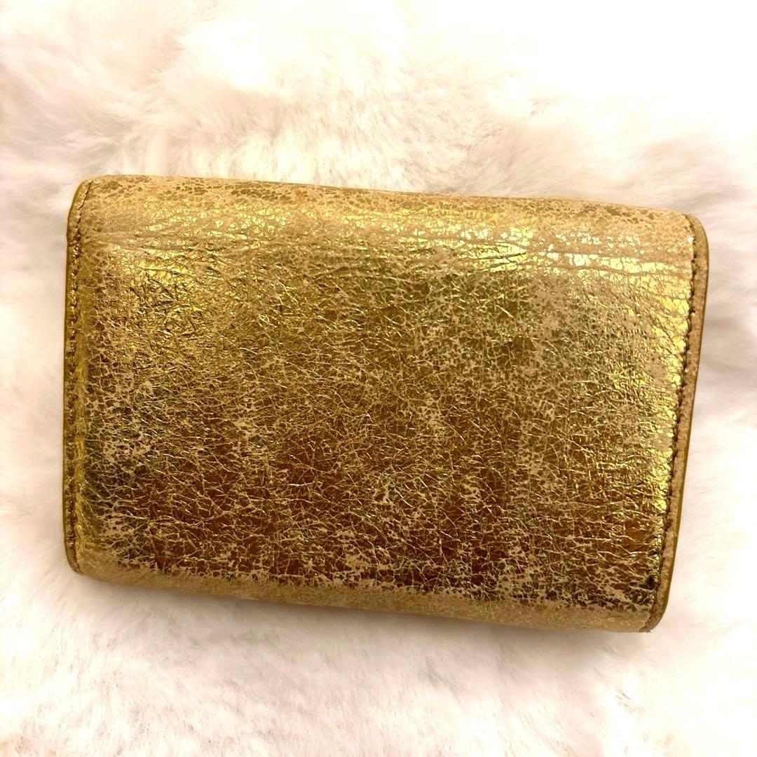 BALENCIAGA バレンシアガ ペーパーミニウォレット ゴールド 財布