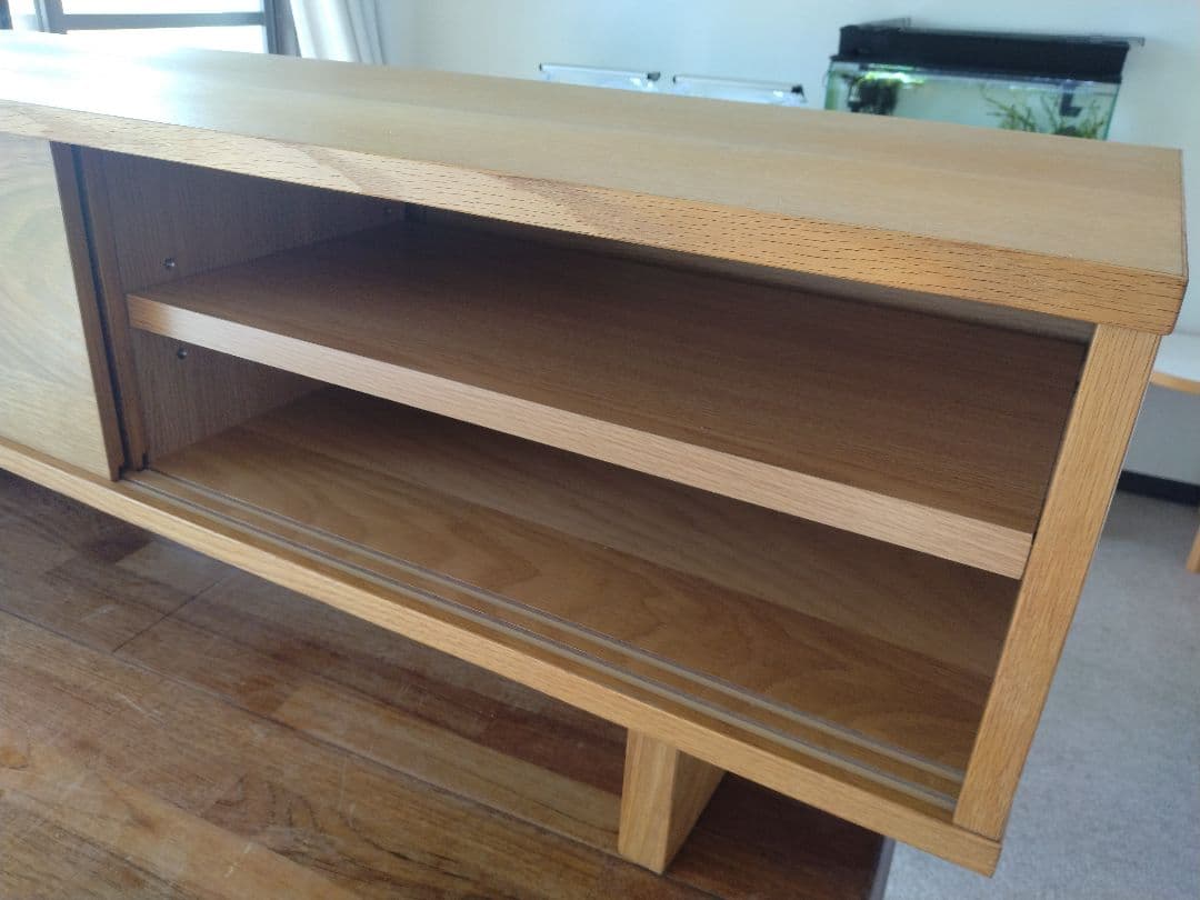 【訳あり美品】MUJI無印良品 オーク材テレビ台110cm/引戸AVラックボード