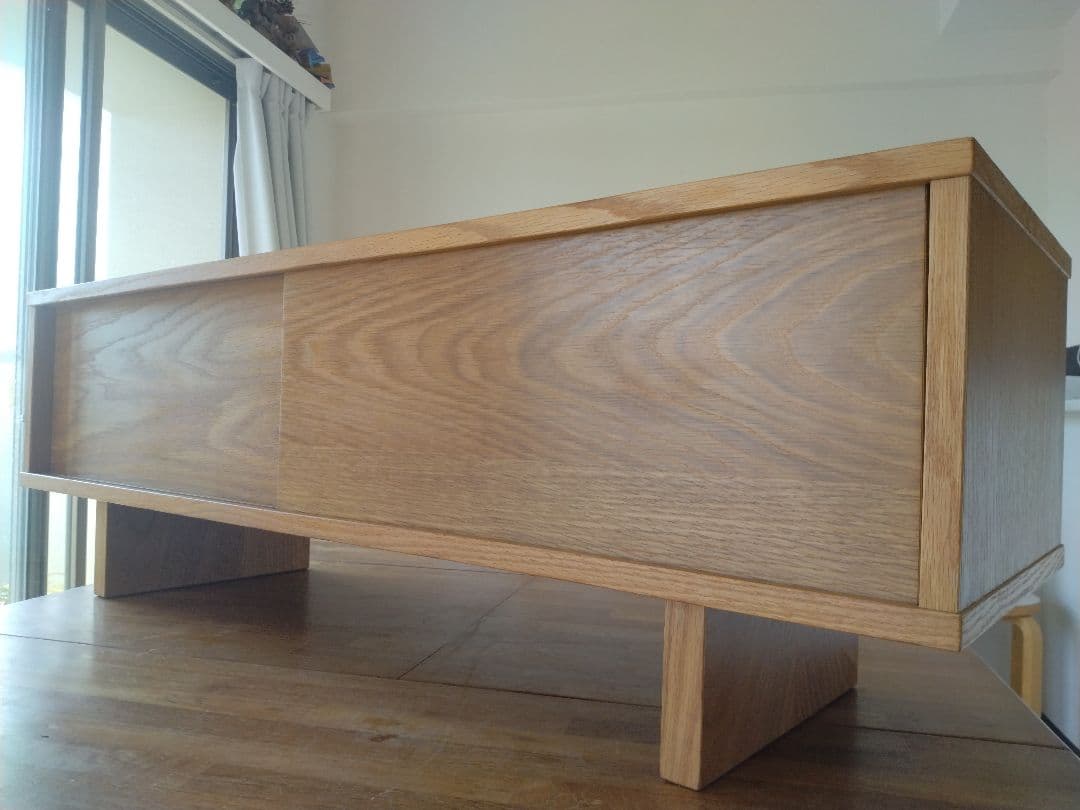【訳あり美品】MUJI無印良品 オーク材テレビ台110cm/引戸AVラックボード