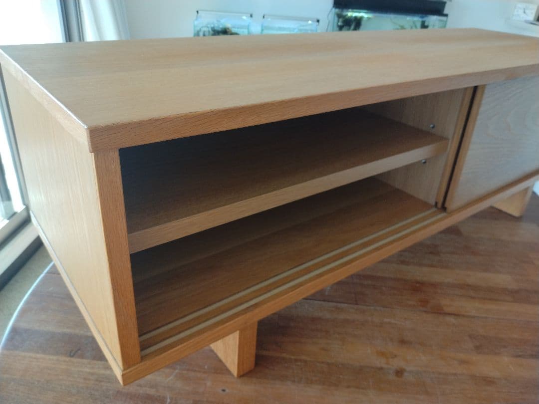 【訳あり美品】MUJI無印良品 オーク材テレビ台110cm/引戸AVラックボード