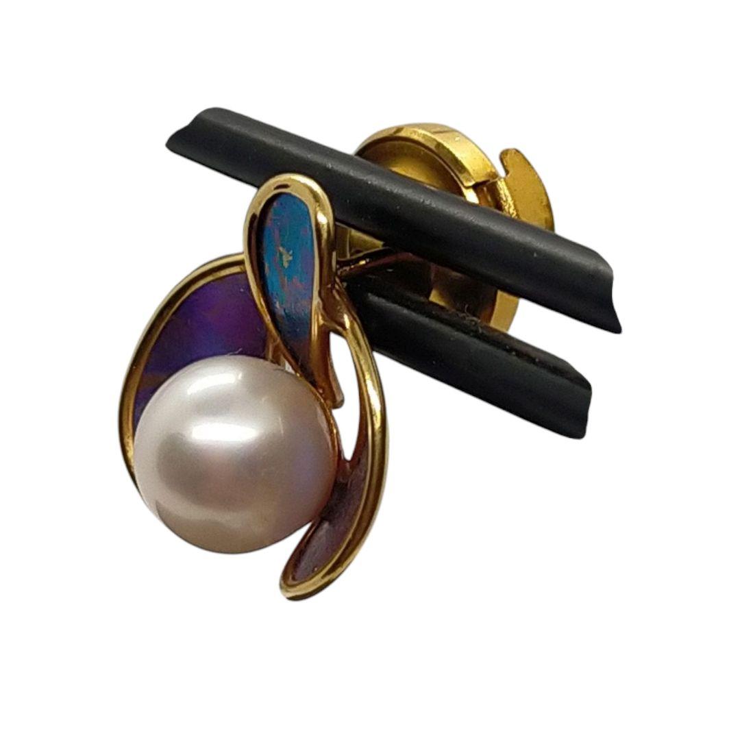 K18本真珠 パール チタン ピンブローチ