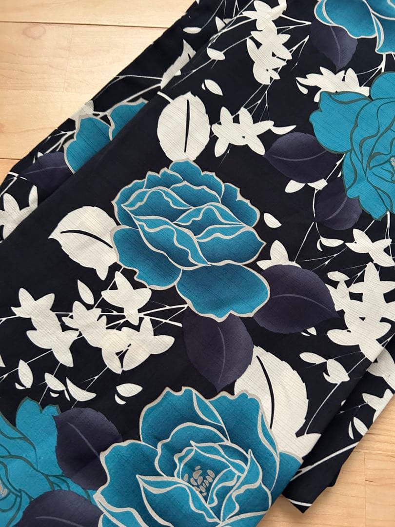 浴衣単品　撫松庵　浴衣　薔薇　青　ネイビー　セオアルファ