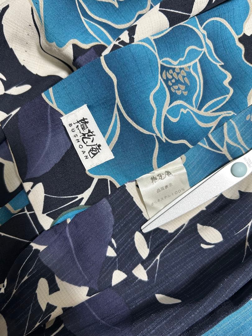浴衣単品　撫松庵　浴衣　薔薇　青　ネイビー　セオアルファ
