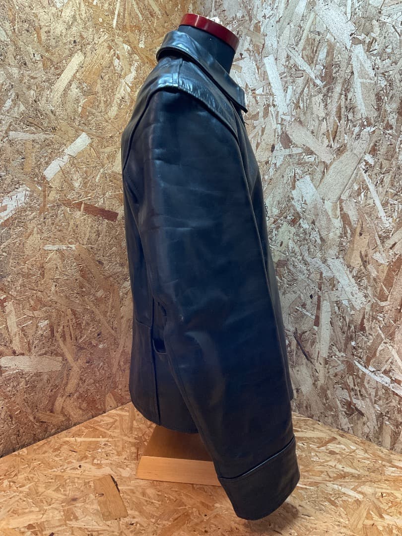 エアロレザー 飛行機タグ 90s ハーフベルテッド ホースハイド ライダース