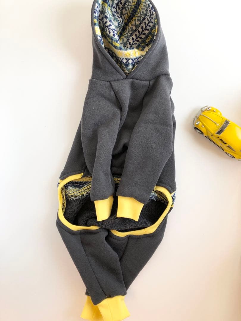 黄色袖のロンパース　イタグレ服　犬服　ハンドメイド