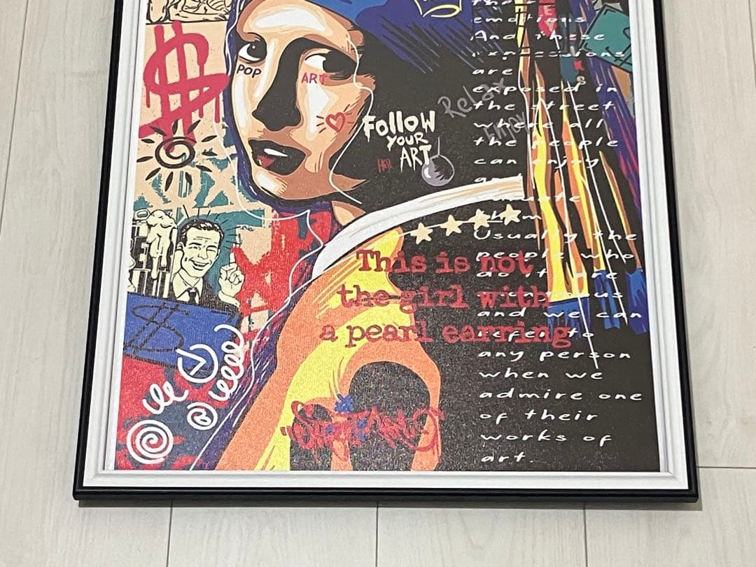 【額縁付き】 真珠の耳飾りの少女 現代アートA2ポスター