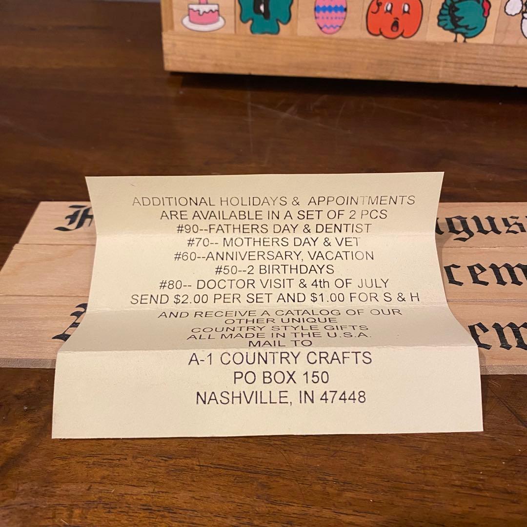 90s USA製 ヴィンテージ万年カレンダー りんご 稀少 木製