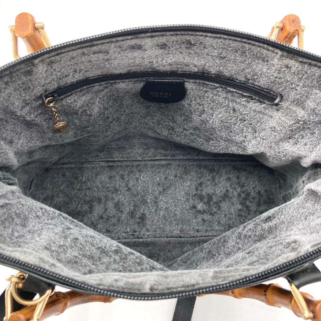 美品✨GUCCI グッチ バンブー 2way ショルダーバッグ レザー ブラック