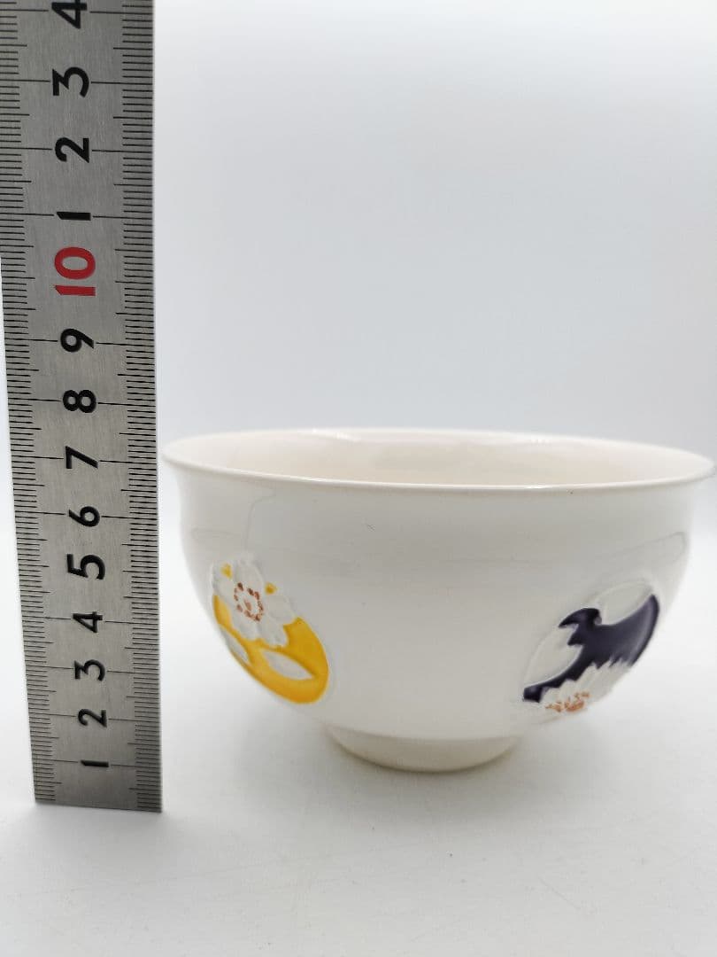 b422 茶碗 交趾 5色花丸紋 南山窯 木箱 茶道具 古物