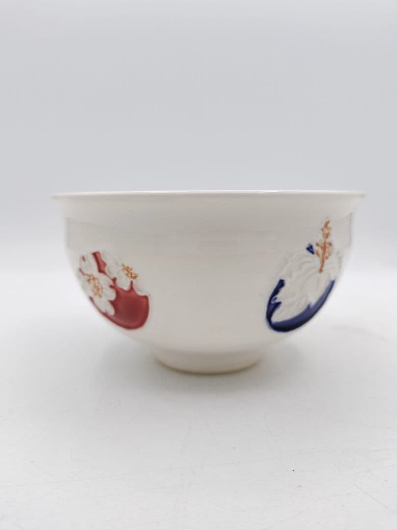 b422 茶碗 交趾 5色花丸紋 南山窯 木箱 茶道具 古物