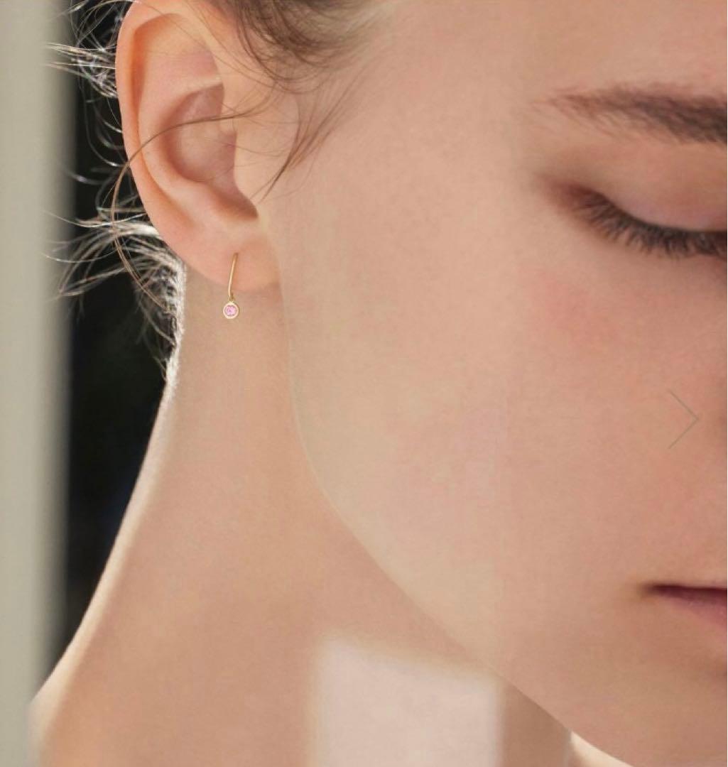 花 AHKAH K18イエローゴールド ピンクサファイアヌーディーピアス