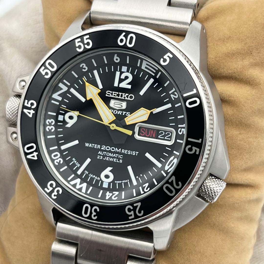 稼動 SEIKO 5スポーツ ブラックアトラス 自動巻き SKZ211J1