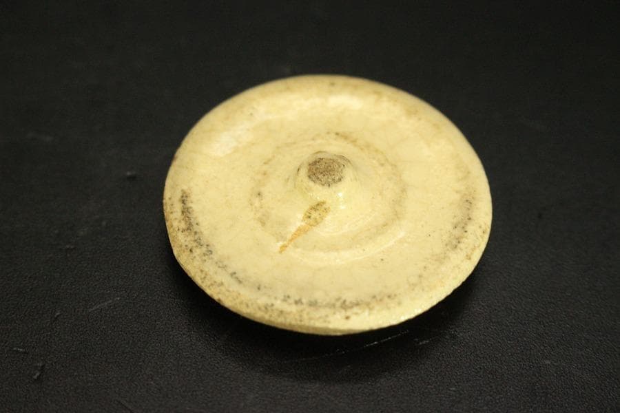 古美術 茶道具 青織部 時代 茶入(A776)