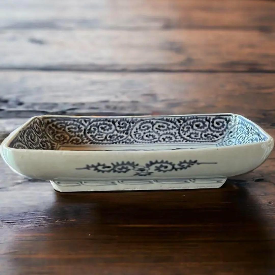 江戸時代／富貴長春／骨董品 アンティーク⭐️たこ唐草 古伊万里 長皿 レトロ