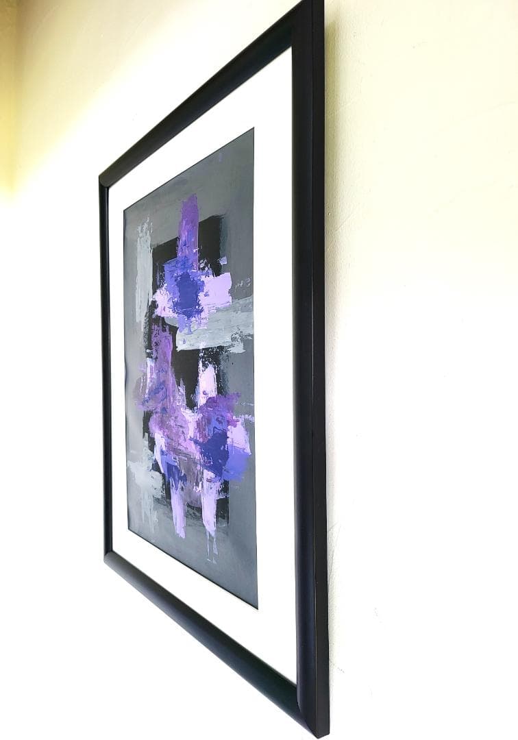 紫 / 抽象画 A3 額縁セット 53×44㎝ 原画1点のみ モダンアート