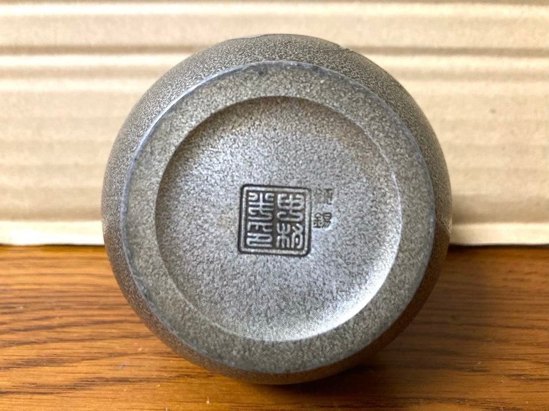 希少 ビンテージ 錫製 茶壷 茶道具 古美術 骨董 刻インテリア レトロ 当時物