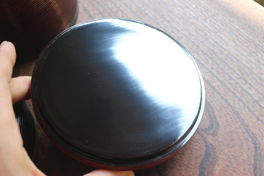 デッドストック！極上千筋糸目に風情ある独楽塗の美しい信玄弁当（検京塗お重弁当箱