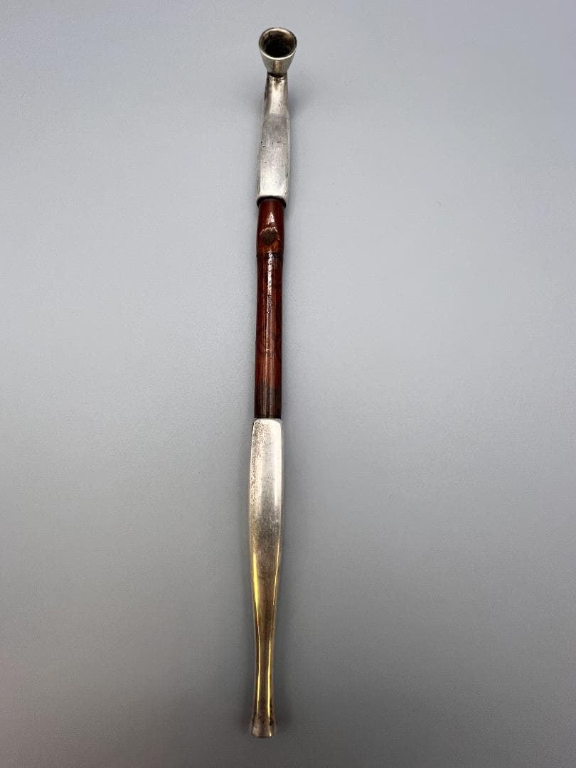 【海】純銀煙管　四角形　キセル　純刻印　銀細工　アンティーク　重量約38g