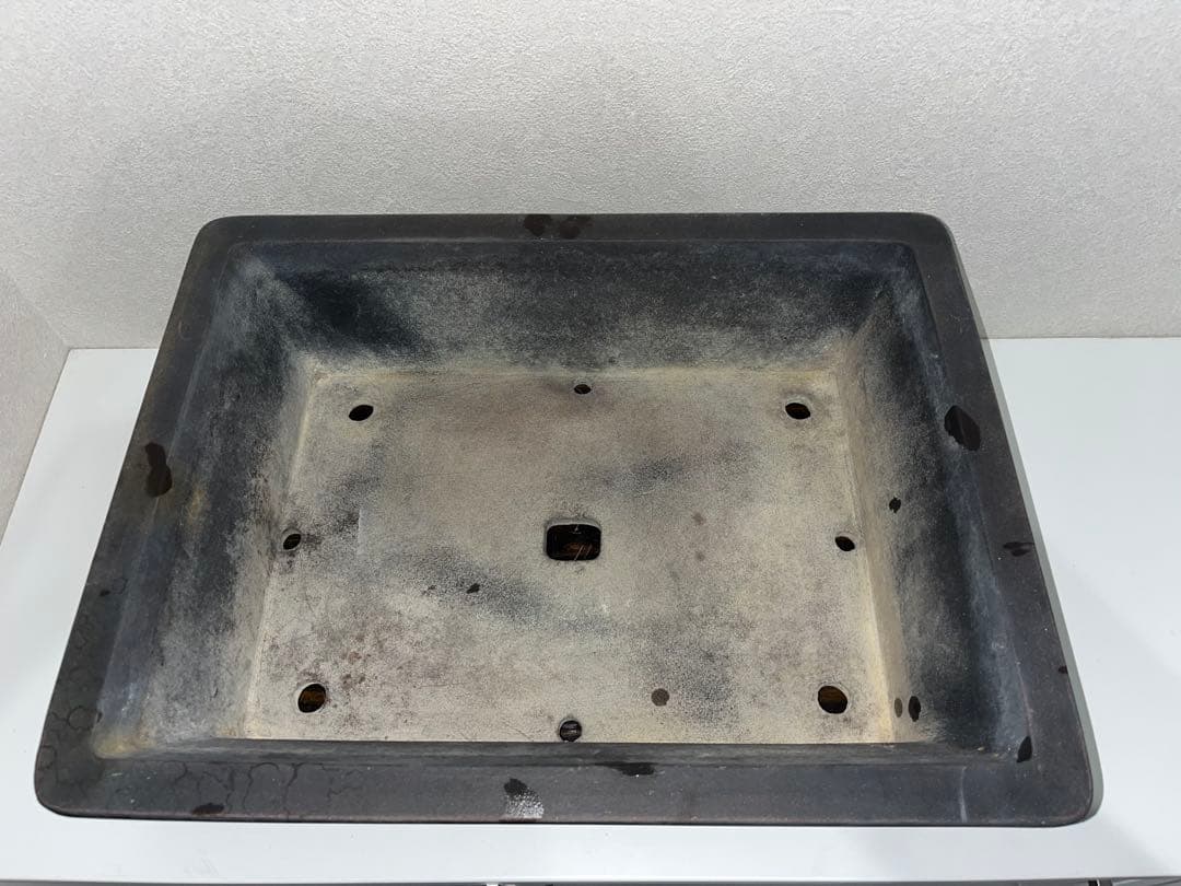 中国古盆器＜中国宜興・烏泥　在落款・泥味抜群　盆栽鉢