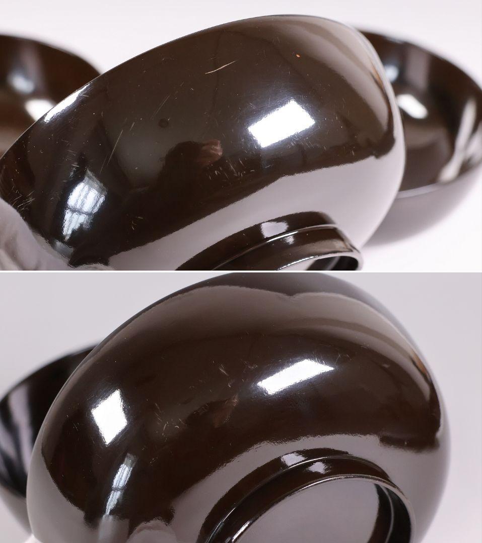 【MB191】輪島塗 宝尽くし金蒔絵 黒塗椀 五客 天然木漆塗 大正昭和 茶懐石