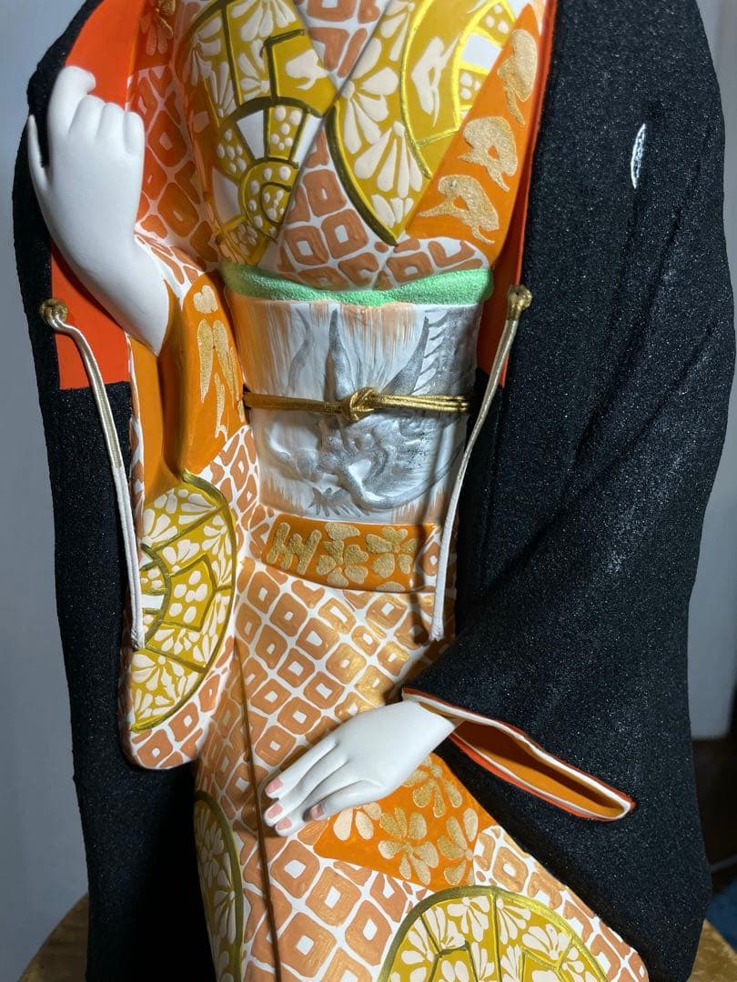 博多人形 春の訪れ 高さ43cm 木札付き 帯 龍模様（補修跡あり）