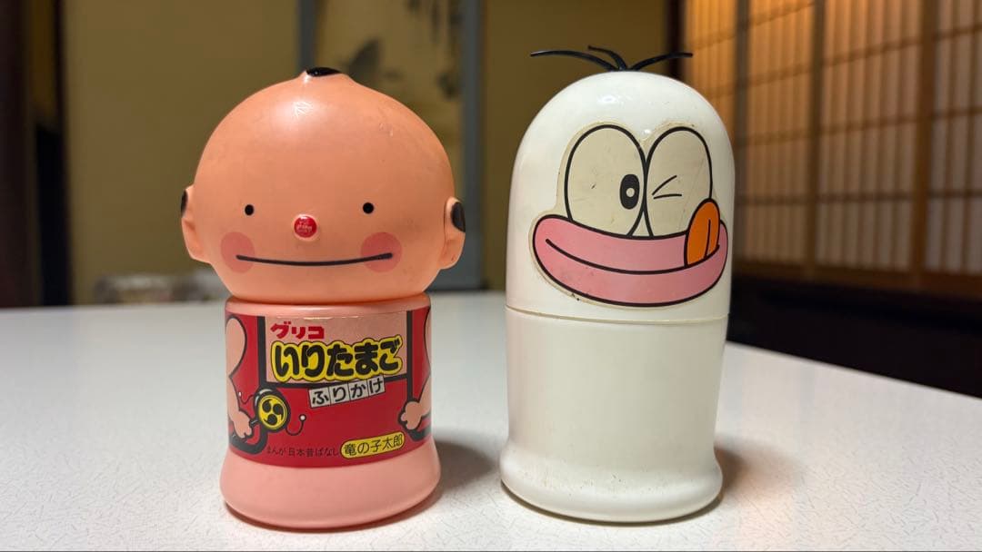 【昭和レトロ】グリコいりたまごふりかけ竜の子太郎&丸美屋ふりかけオバＱ　ケース