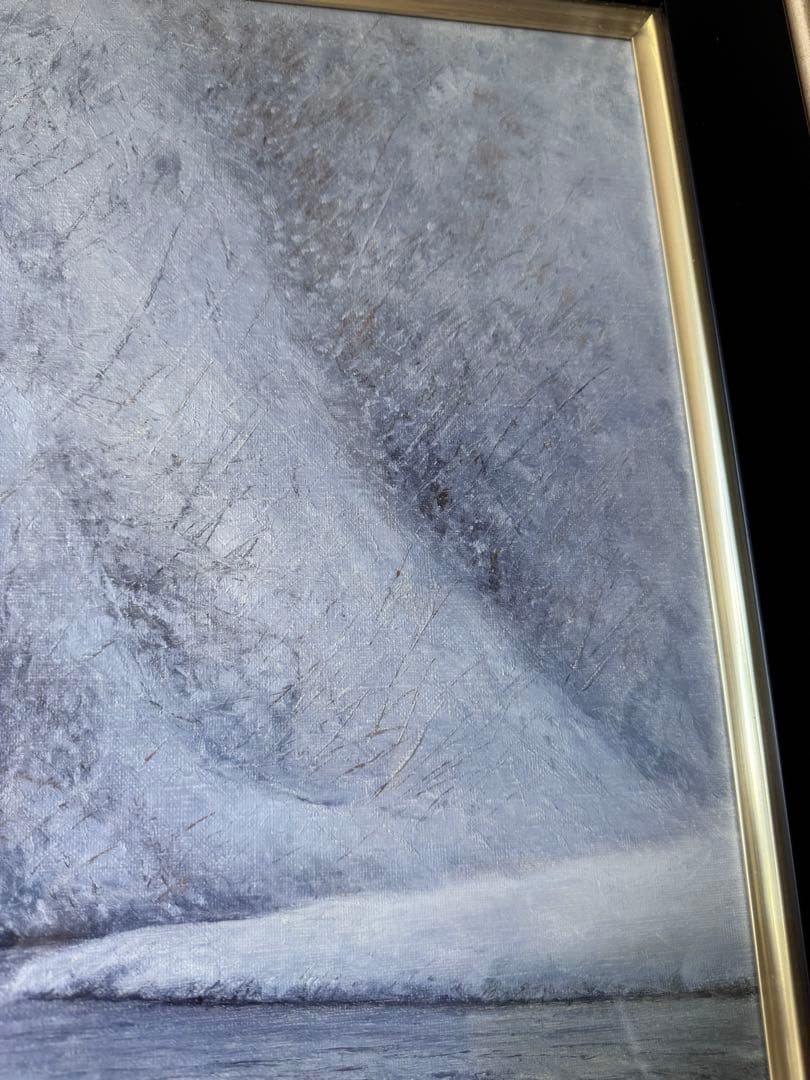 油彩画　F-8号　板垣文雄　枝新峠への径に沿って　1929年生　山形