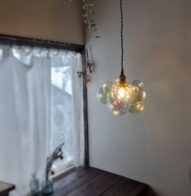 ぬん♡♡　灯具黒PPオーロラの色加工バブルランプ参考画像