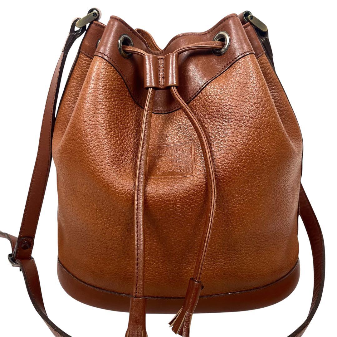 バーバリー　巾着ショルダーバッグ　ロゴ　ノバチェック　レザー　シャドーホース