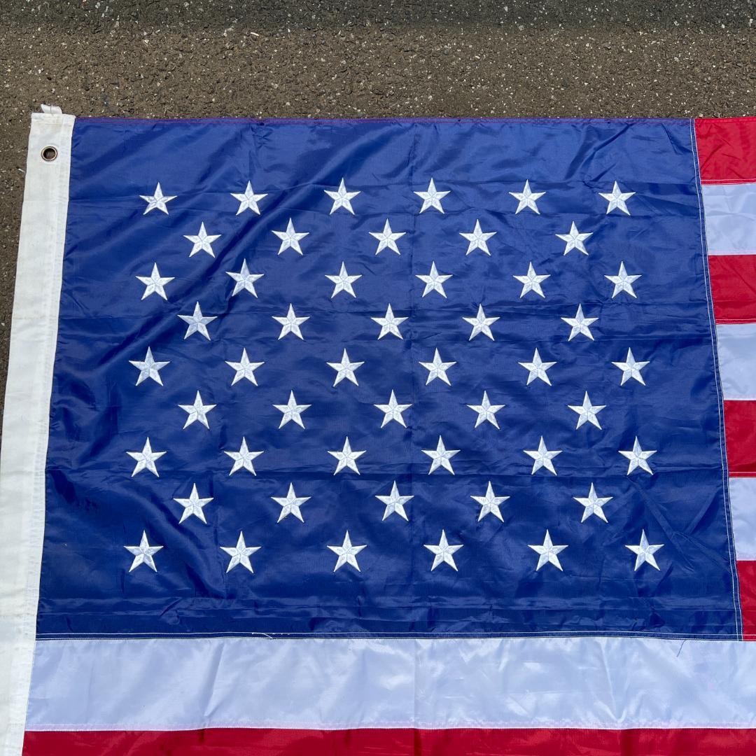 ヴィンテージ アメリカ国旗 星条旗 特大サイズ フラッグ 刺繍仕上げ USA