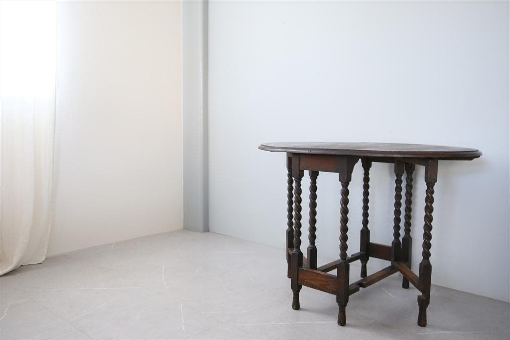 英国アンティーク木製ゲートレッグテーブル/ダイニング机バタフライ(89-136)