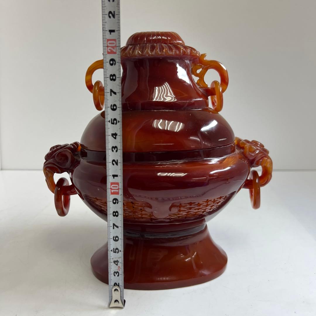 中国美術　本黄瑪瑙　香炉　1796g トヒサ　東な8-0121☆2F