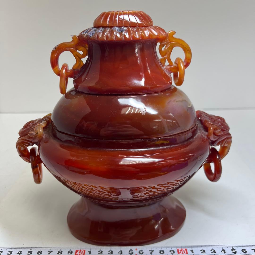 中国美術　本黄瑪瑙　香炉　1796g トヒサ　東な8-0121☆2F