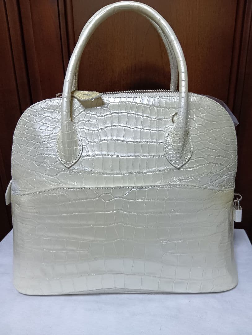 JRAクロコダイルJRAハンドバッグ パールホワイト