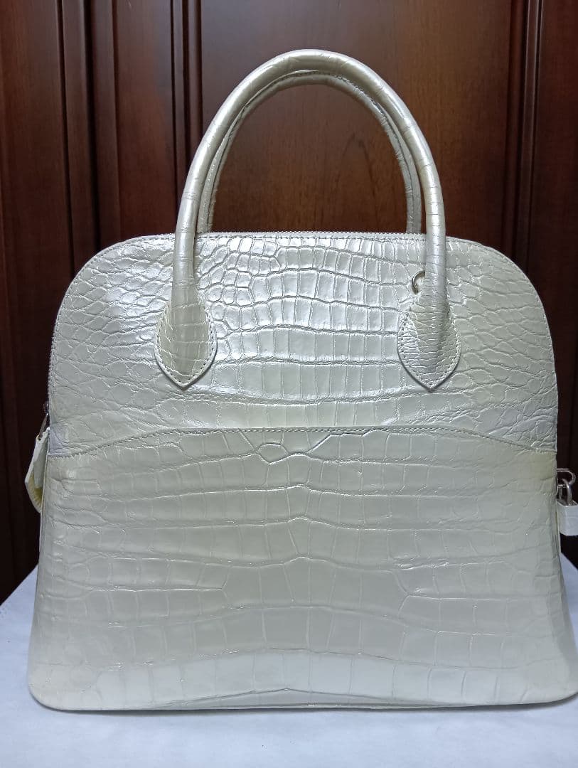 JRAクロコダイルJRAハンドバッグ パールホワイト