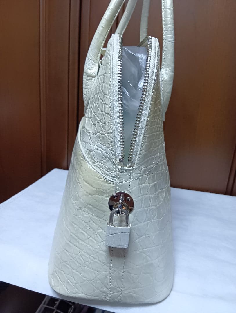 JRAクロコダイルJRAハンドバッグ パールホワイト
