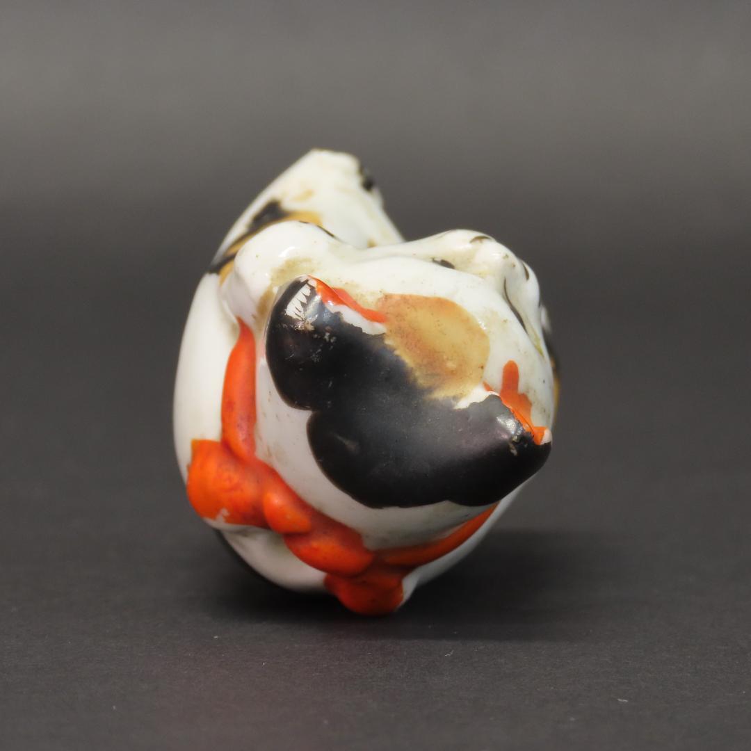 ⭕402 時代物 磁器人形 招き猫2体 高さ7.8cm/福を呼び込むネコ