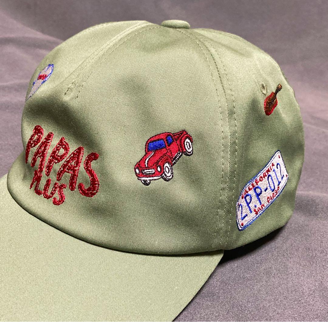 美品 未使用 PAPAS PLUS + パパス プラス刺繍 キャップ カーキ
