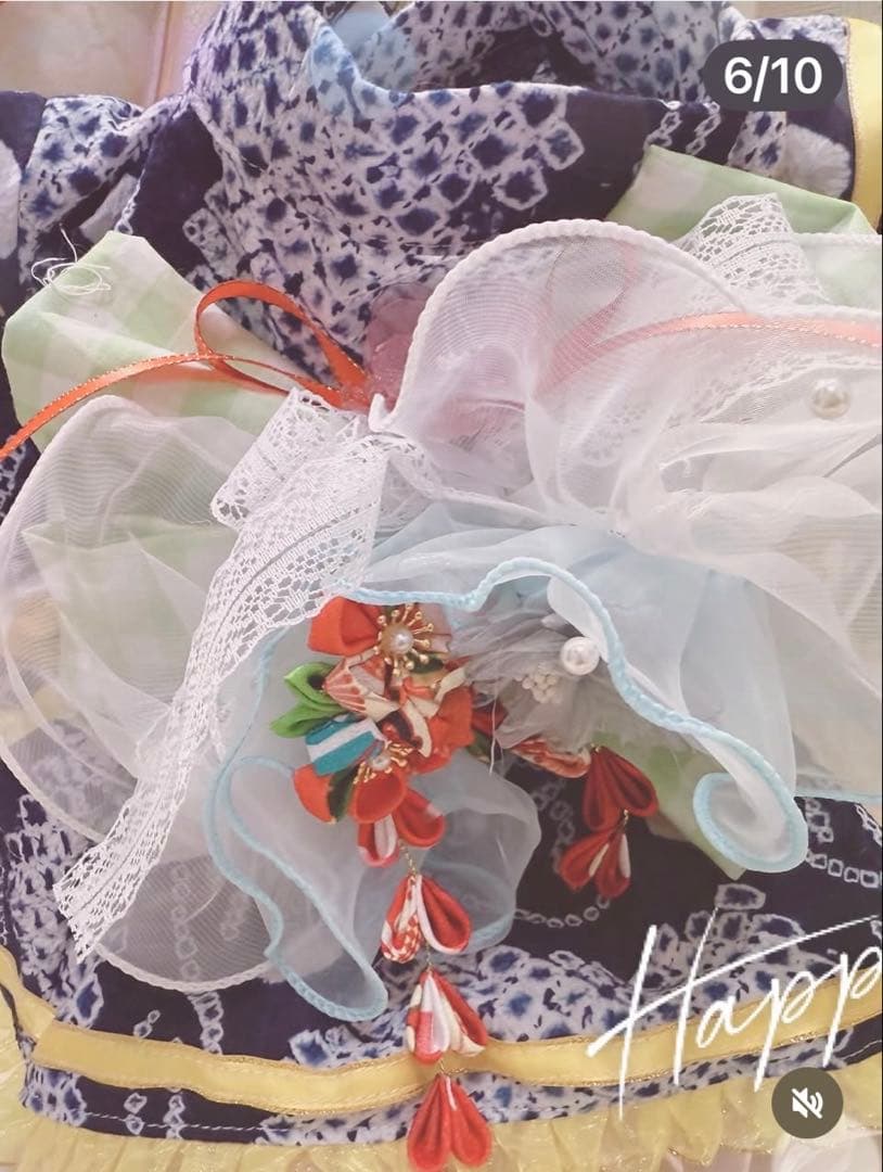 F3.pon2pan2☆現品犬浴衣☆犬浴衣☆犬有松絞り浴衣