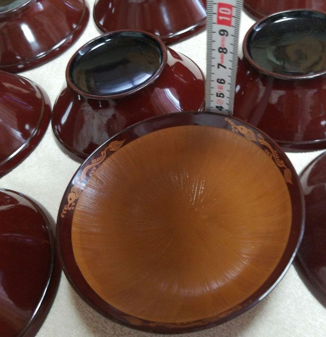 すり鉢のデザイン漆塗りふたつき椀10客です