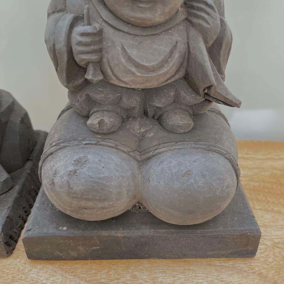 極上　煤付　木彫　大黒天様　恵比寿様　七福神　金運アップ　美術品　仏像