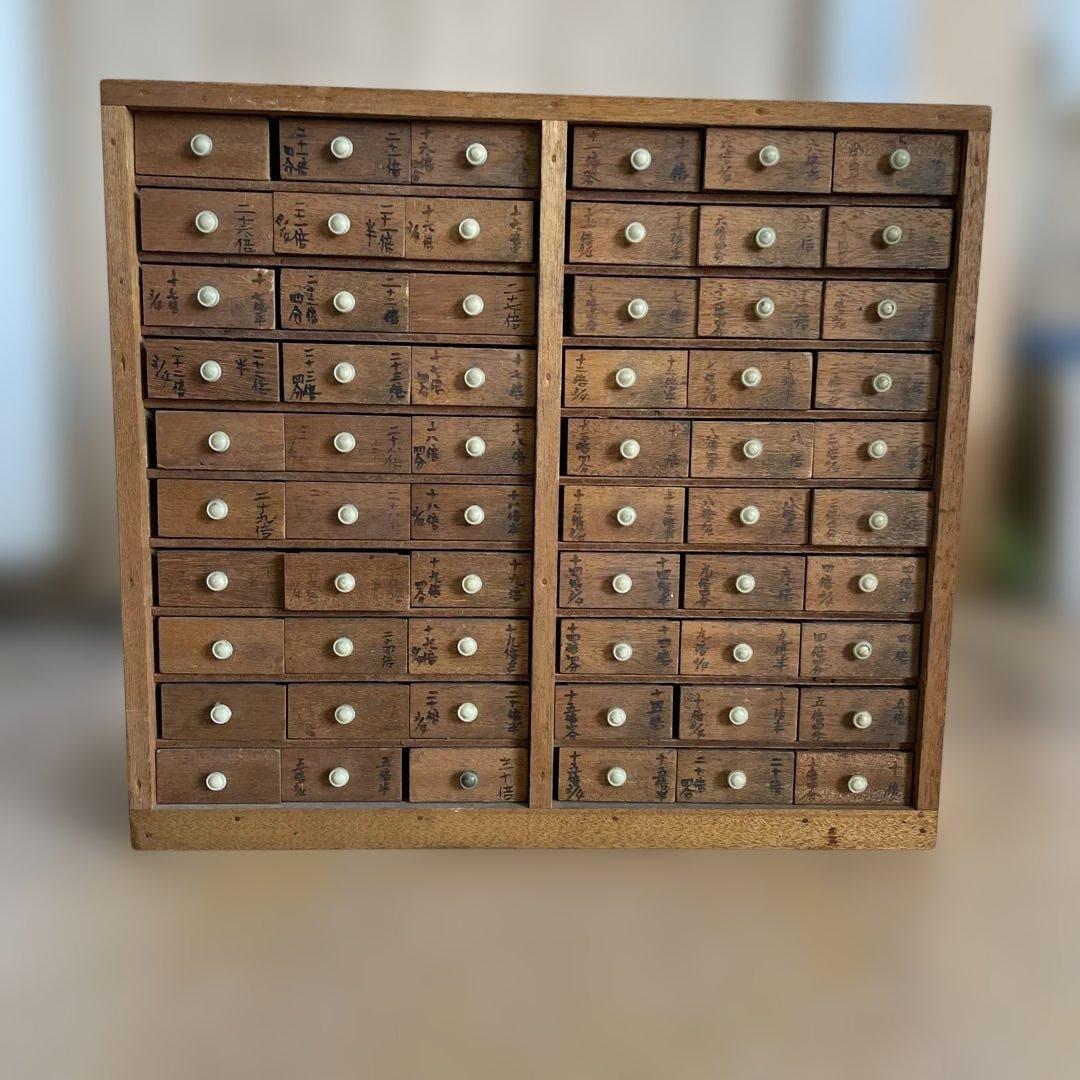 T1【送料込み】活版印刷所から出た木のタンス【古道具】【活版印刷】