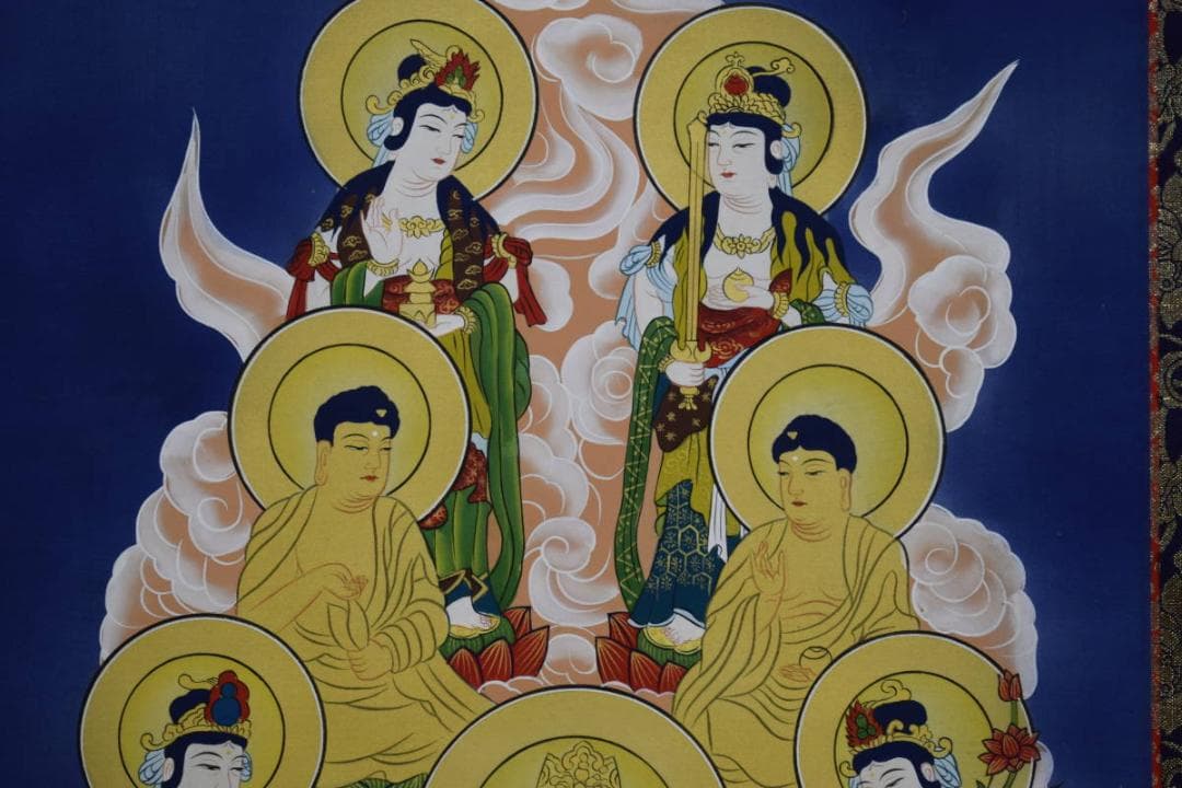 真作/神村紫邦/十三佛図/蓮華/桐共箱付/布袋屋掛軸HE-950