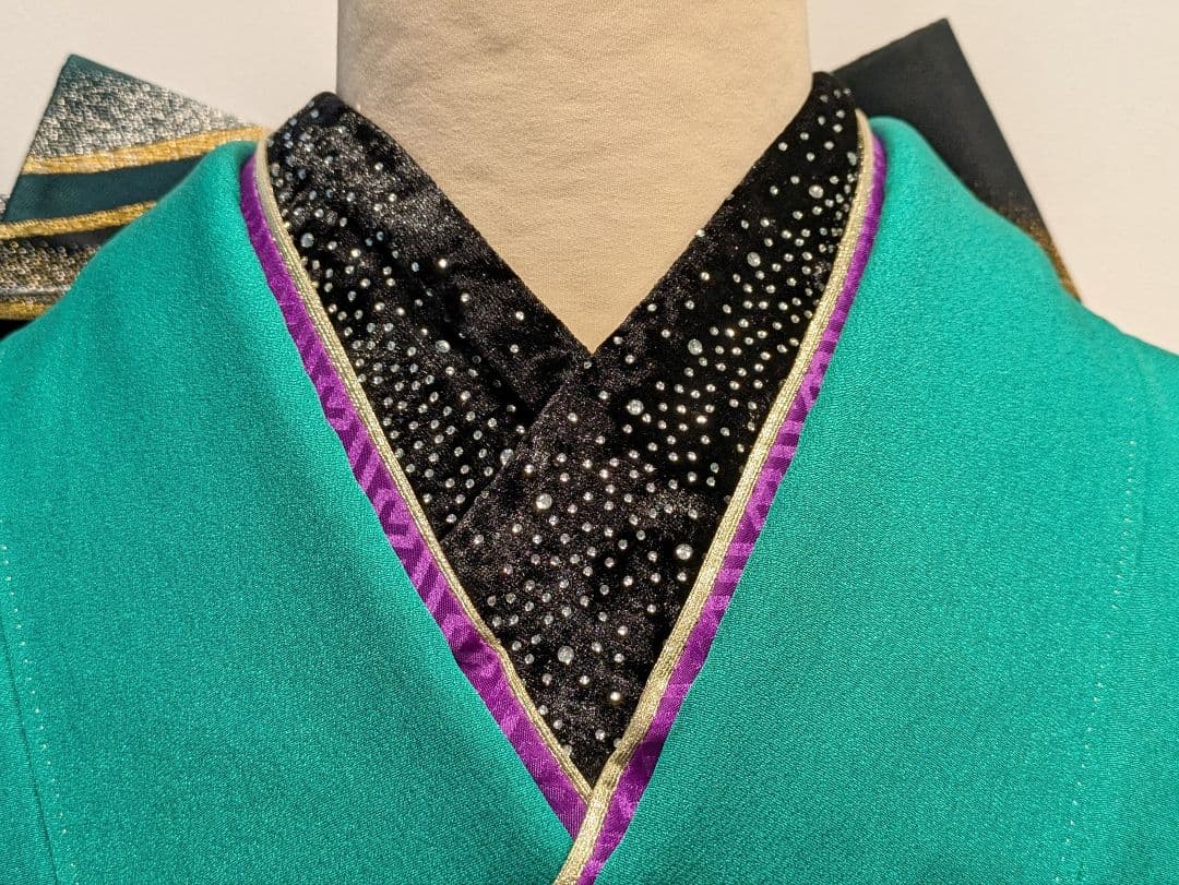 振袖フルセット 身丈164裄70 豪華振袖 金銀彩 緑 黒 更紗 逸品 成人式