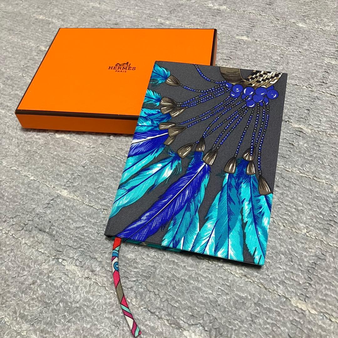 未使用！エルメス［ノート］シルク　メモ帳　ブラジル　羽根柄　しおり　HERMES