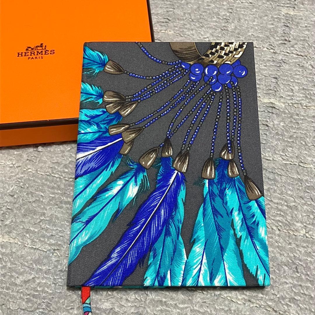 未使用！エルメス［ノート］シルク　メモ帳　ブラジル　羽根柄　しおり　HERMES